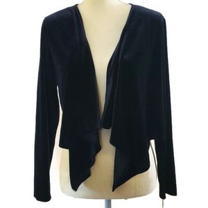 Tommy Hilfiger Black Velvet Bolero Open Crop Waterfall Long Sleeve Blazer Small